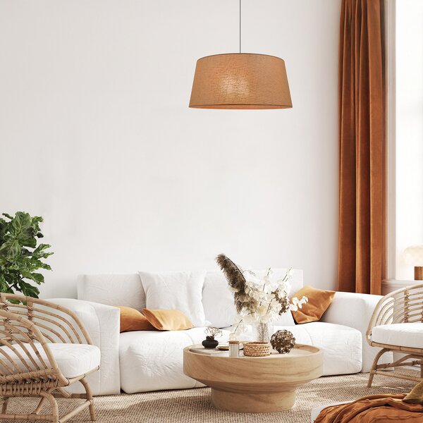 Lampa Wisząca COREP, Tambour, ściemnialny, brąz rdzawy, salon, papier | karton