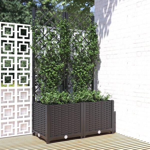 Donica ogrodowa z kratką, czarna, 80x40x136 cm, PP
