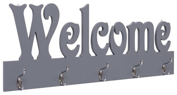 Wieszak ścienny na płaszcze welcome, szary, 74 x 29,5 cm