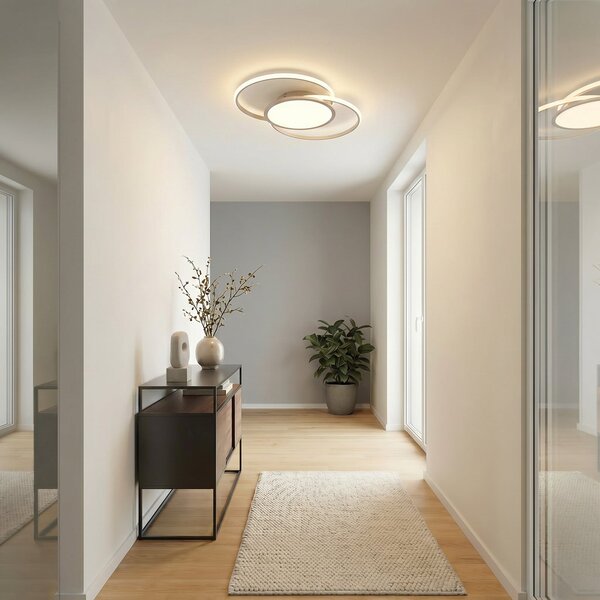 Lampa Sufitowa Lucande, Senne, ściemnialny, metaliczny, sypialnia, metal, nowoczesny