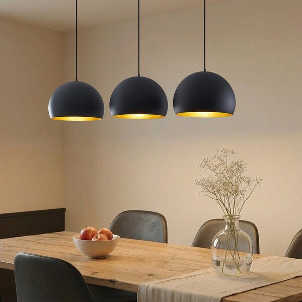 Lampa Wisząca Lindby, Tarjei, ściemnialny, czarny, salon, metal, nowoczesny