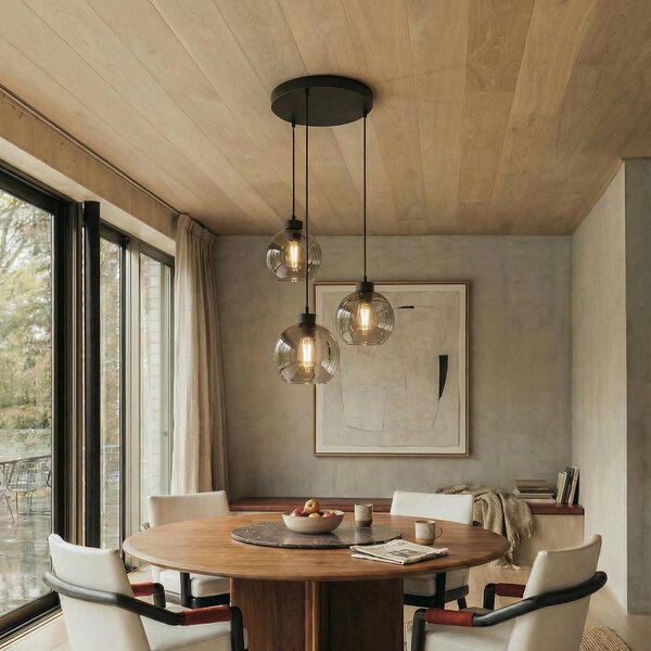 Lampa Wisząca TK Lighting, Cubus, ściemnialny, szary, salon, szkło, nowoczesny