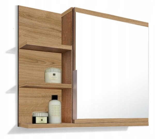 Szafka łazienkowa z lustrem i półkami Better Home 60x50x14 xm Dąb craft złoty