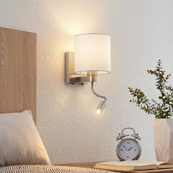 Lampa Ścienna Lucande, Brinja, metaliczny, salon, tkanina | tekstylia, nowoczesny