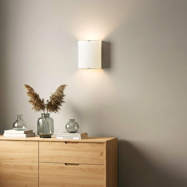 Lampa Ścienna Lindby, Phil, ściemnialny, biały, przedpokój, szkło, nowoczesny