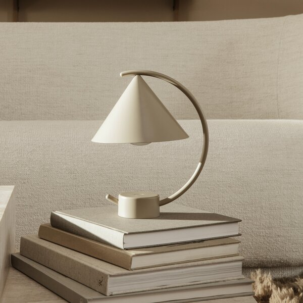 Lampa Stołowa ferm LIVING, Meridian, ściemnialny, beżowy, salon, metal, design