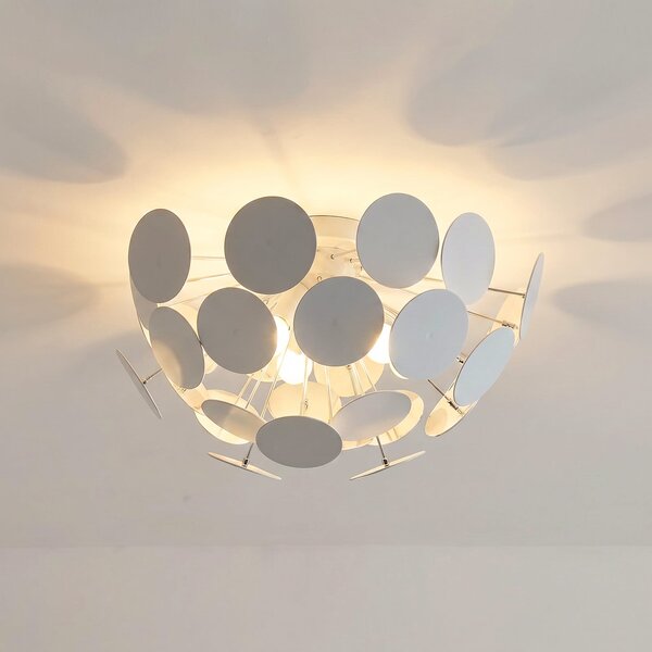 Lampa Sufitowa Lindby, Kinan, ściemnialny, biały, salon, tworzywo sztuczne, nowoczesny