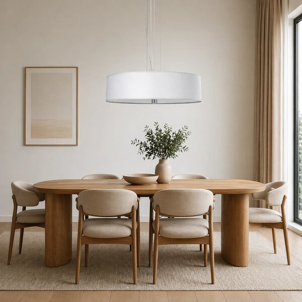 Wisząca lampa do jadalni jasno szara z abażurem Ring