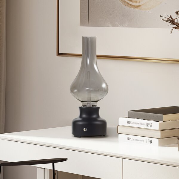 Lampa Stołowa NOLA, Mist, ściemnialny, czarny, salon, szkło, industrialny