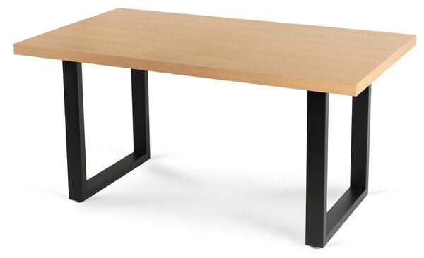Stół Prostokątny Rozkładany EDWIN 160-260 cm Dąb Złoty/Czarny do Jadalni Nowoczesny Loft
