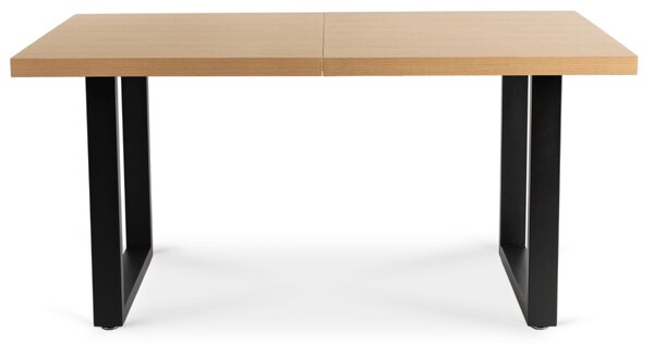 Stół Prostokątny Rozkładany EDWIN 160-260 cm Dąb Złoty/Czarny do Jadalni Nowoczesny Loft
