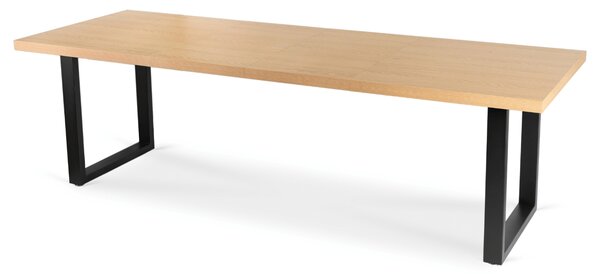 Stół Prostokątny Rozkładany EDWIN 160-260 cm Dąb Złoty/Czarny do Jadalni Nowoczesny Loft