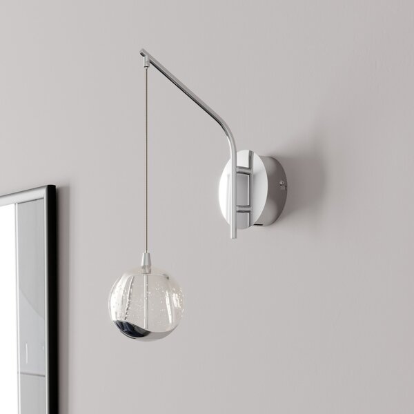 Lampa Ścienna Lucande, Hayley, transparentny, salon, szkło, nowoczesny