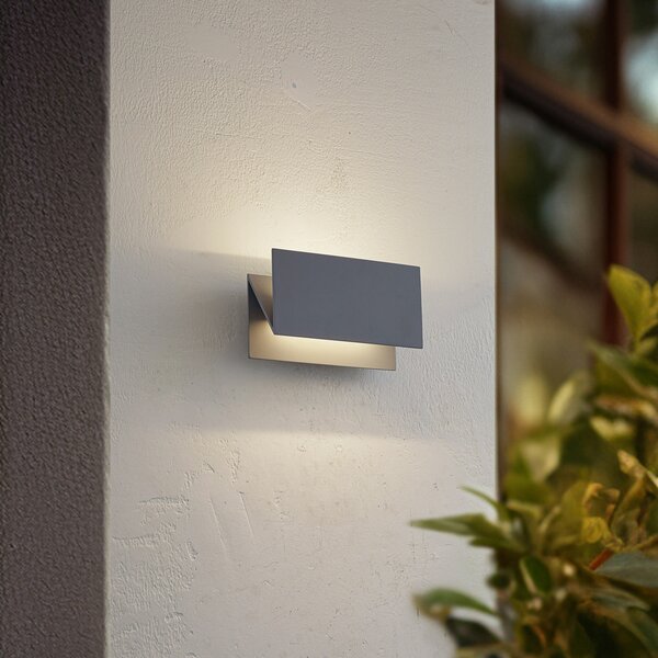 Zewnętrzna Lampa Lucande, Meja, szary, balkon, aluminium, nowoczesny
