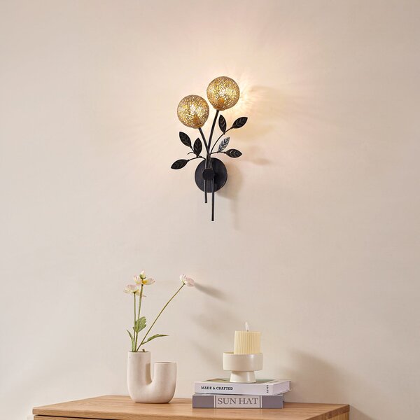 Lampa Ścienna Lucande, Evory, ściemnialny, czarny, salon, metal, florentyński