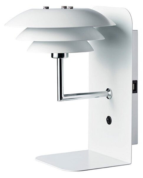 Lampa Ścienna Dyberg Larsen, DL20 USB Shelf, ściemnialny, biały, sypialnia, metal, skandynawski