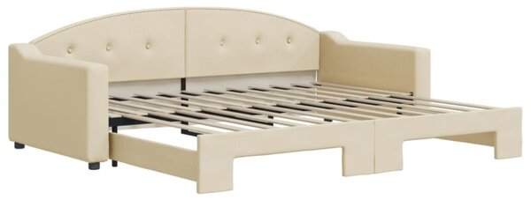 Sofa rozsuwana, kremowa, 90x200 cm, tkanina