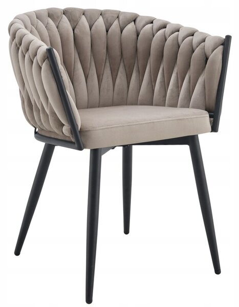 Nowoczesne stylowe krzesło jadalnia salon welur glamour KT220 taupe