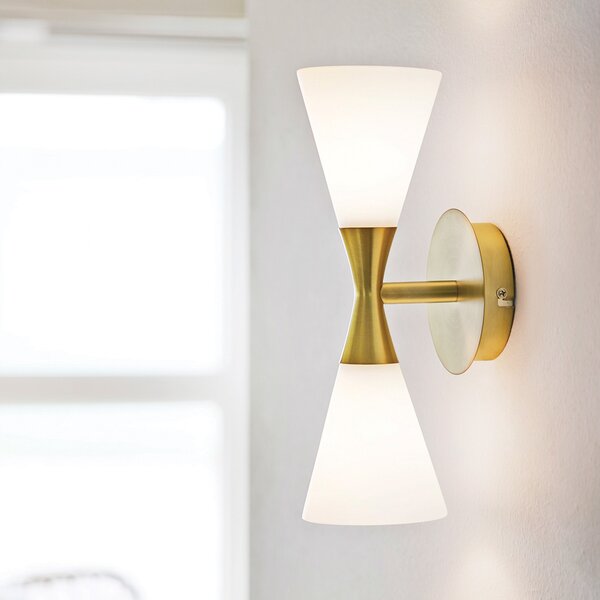 Lampa Ścienna Herstal, złoty | mosiężny, salon, metal