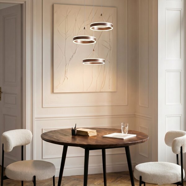Lampa Wisząca Lucande, Kolo, ściemnialny, brąz rdzawy, salon, metal, nowoczesny