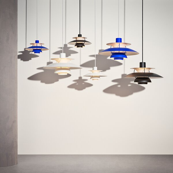 Lampa Wisząca Louis Poulsen, PH 5, ściemnialny, niebieski, salon, metal, design