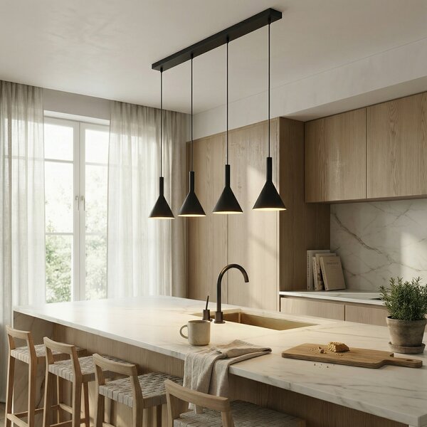 Lampa Wisząca Arcchio, Tadej, ściemnialny, czarny, salon, metal, nowoczesny