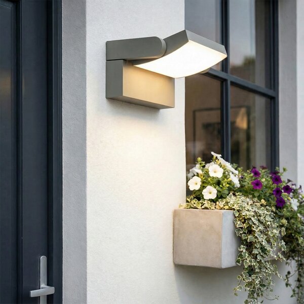 Zewnętrzna Lampa Lindby, Sherin, szary, balkon, aluminium, nowoczesny
