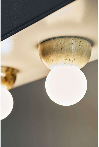 Lampa Ścienna Globen Lighting, Torrano, ściemnialny, beżowy, salon, kamień, design