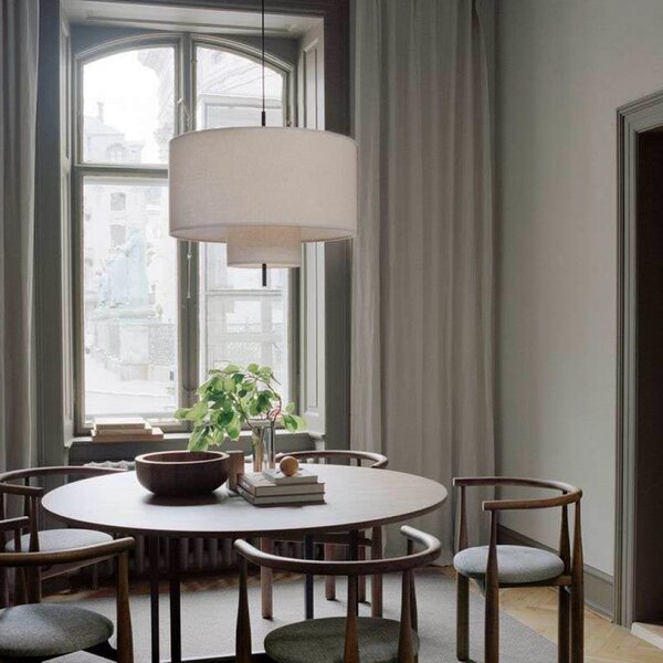 Lampa Wisząca New Works, Margin, ściemnialny, biały, jadalnia, tkanina | tekstylia, skandynawski