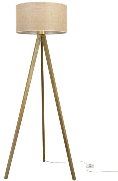 Lampa podłogowa trójnóg dębowy Light Home LH Juta 1xE27 44cm abażur walec beżowy