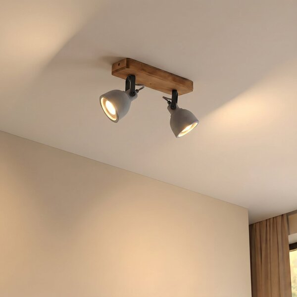Lampa Sufitowa Lindby, Mitis, ściemnialny, drewniany, salon, beton, industrialny