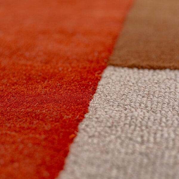 Ceglasty wełniany okrągły dywan tkany ręcznie ø 150 cm Mia Segment – Flair Rugs
