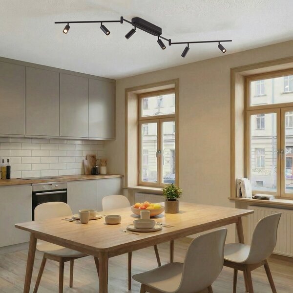 Lampa Sufitowa Lindby, Eldrin, czarny, salon, metal, nowoczesny