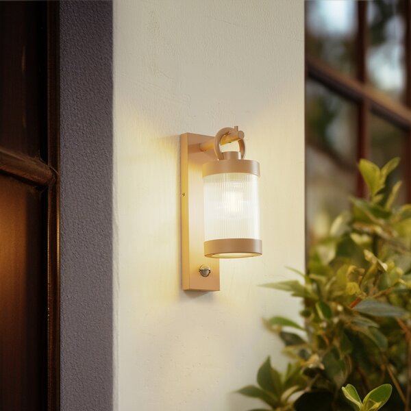 Zewnętrzna Lampa Lindby, Yrene, ściemnialny, beżowy, taras, aluminium, nowoczesny