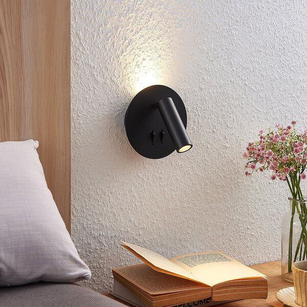Lampa Ścienna Lucande, Magya, czarny, salon, aluminium, nowoczesny