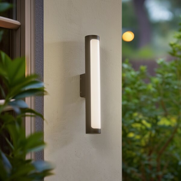 Zewnętrzna Lampa Lucande, Tuberia, czarny, taras, aluminium, nowoczesny