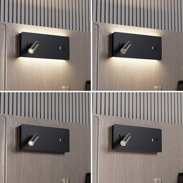 Lampa Ścienna Lucande, Kimo, czarny, salon, metal, nowoczesny