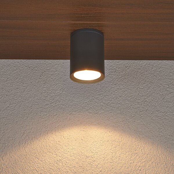 Zewnętrzna Lampa Lucande, Minna, czarny, balkon, aluminium, nowoczesny