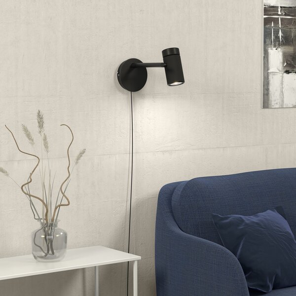 Lampa Ścienna Herstal, czarny, salon, metal