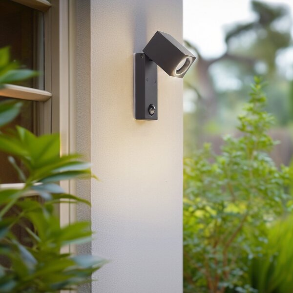 Zewnętrzna Lampa Lindby, Othil, ściemnialny, szary, balkon, aluminium, nowoczesny