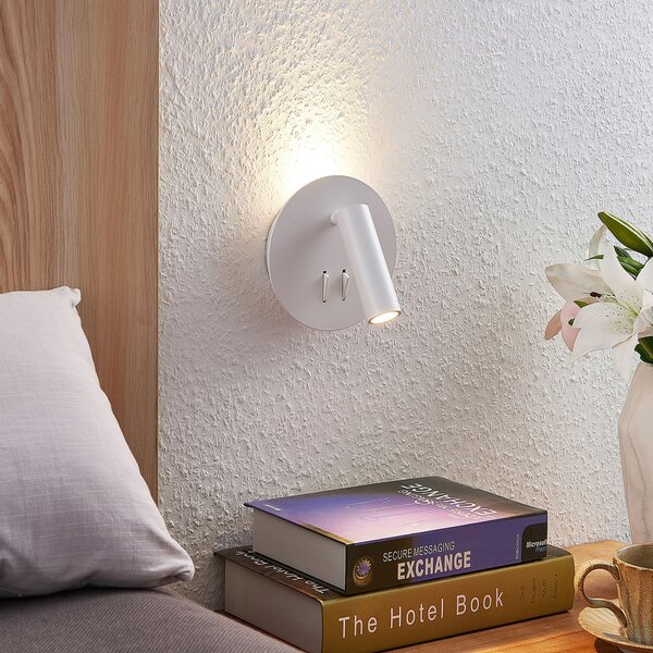 Lampa Ścienna Lucande, Magya, biały, salon, aluminium, nowoczesny