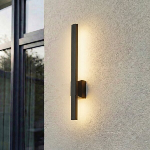 Zewnętrzna Lampa Lindby, Sakari, czarny, taras, aluminium, nowoczesny