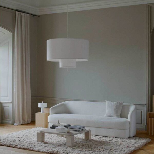 Lampa Wisząca New Works, Margin, ściemnialny, biały, jadalnia, tkanina | tekstylia, skandynawski