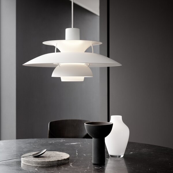 Lampa Wisząca Louis Poulsen, PH 5 500, ściemnialny, biały, salon, metal, design