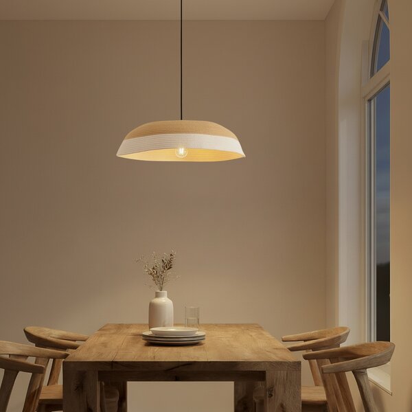 Lampa Wisząca Lindby, Caliva, beżowy, jadalnia, tkanina | tekstylia, nowoczesny