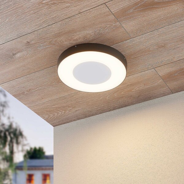 Zewnętrzna Lampa Lucande, Sora, szary, taras, metal, nowoczesny