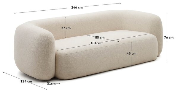 Kremowa sofa z materiału bouclé 246 cm Martina – Kave Home