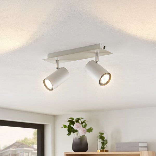 Lampa Sufitowa Lindby, Joffrey, ściemnialny, biały, salon, metal, nowoczesny