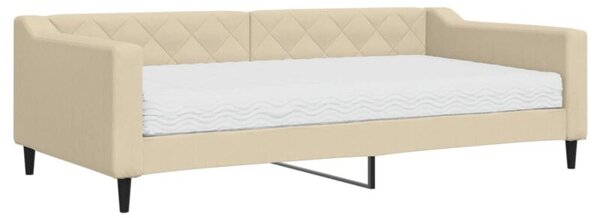 Sofa z materacem do spania, kremowa, 100x200 cm, tkanina