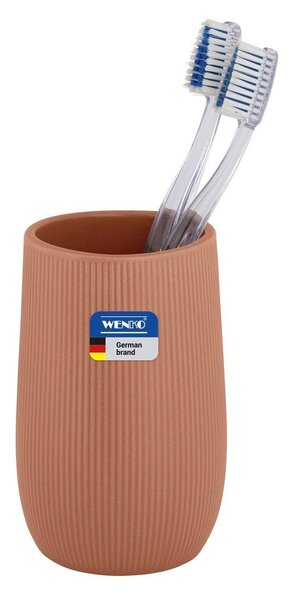 Brązowy kubek na szczoteczki do zębów ceramiczny Fablo – Wenko